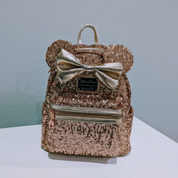 Disney Loungefly Rose Gold Sequins Mini Backpack main image 6